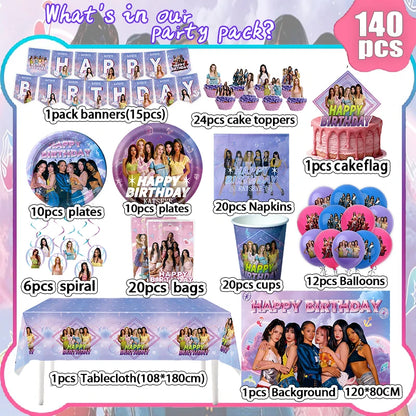 New Katseye Birthday Decoration Superstar Party Favors Stickers Poster Balloons Backdrop Banner Cake Decoration Baby Showe Gi