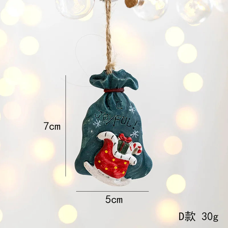 2022 Christmas Tree Decorations Christmas Resin Pendant Ornaments Home Decor DIY Kids Toys Gifts DIY Handmade Jewelry - D