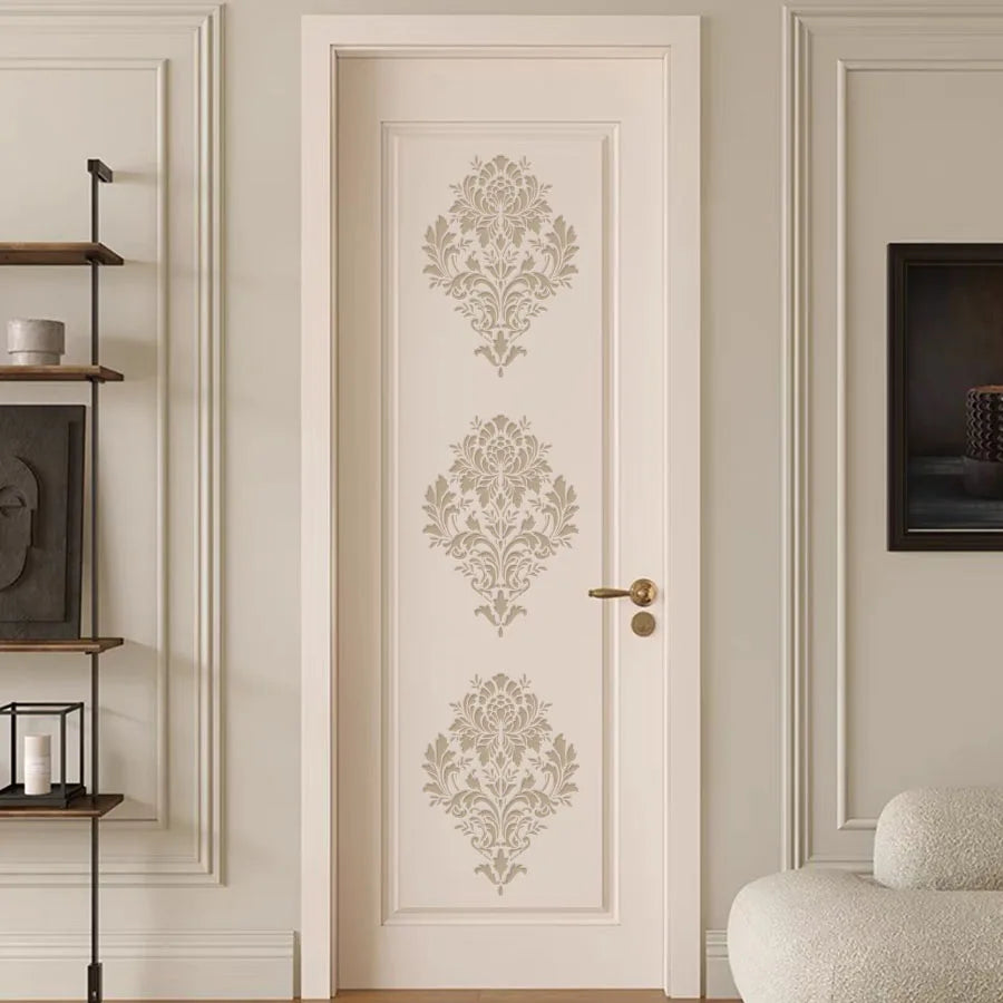 1PC A4 Vintage Baroque Stencil for Wall Painting – DIY Classic Floral Template for Home Decor