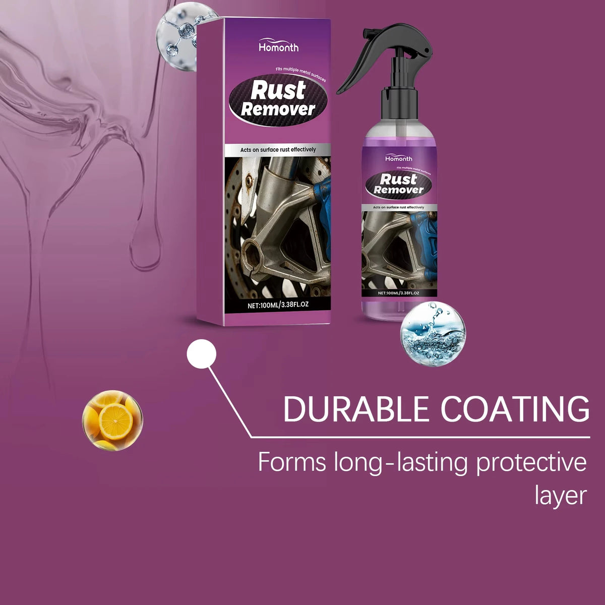 Car Rust Remover Spray Safe for Auto Paint Metal Surface Treatment for Chassis, Wheels, Tools Prevents Corrosion Degreaser 10