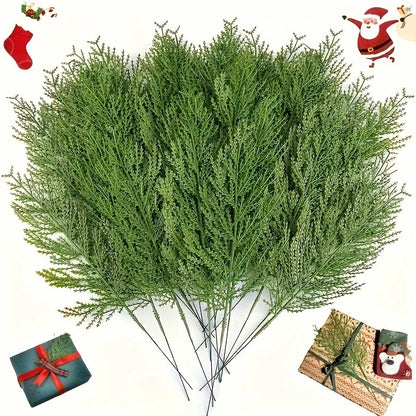 24pc Artificial Plants Pine Branches Evergreen Pines Leaves Sprigs Christmas Stem for DIY Wreath Gift Christmas Home Decorati