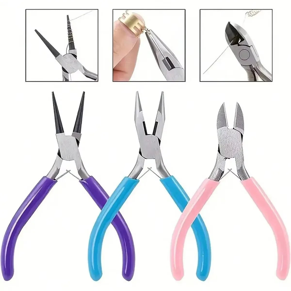 4 Pack Jewelry Pliers Jewelry Making Pliers Tools Kit with Needle Nose Pliers/Chain Nose Pliers, Round Nose Pliers