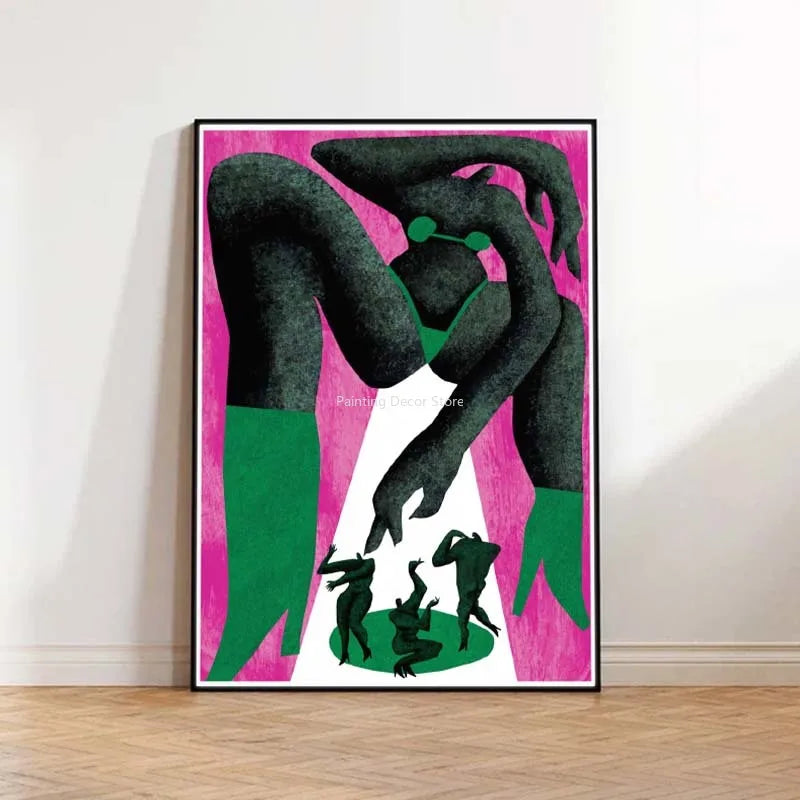 Mid Century Vintage Classic Colorful Posters Abstract Canvas Print Wall Art Canvas Painting for Living Room Home Decor TW10