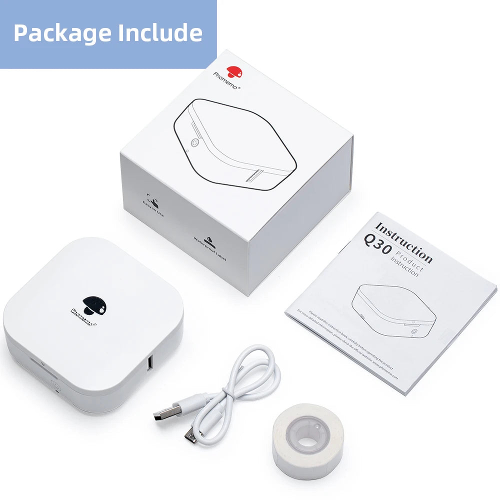 Phomemo Q30 Label Printer Mini Printer Pocket Thermal Label Maker Wireless Sticker Pocket Portable Printer Various Label Pape