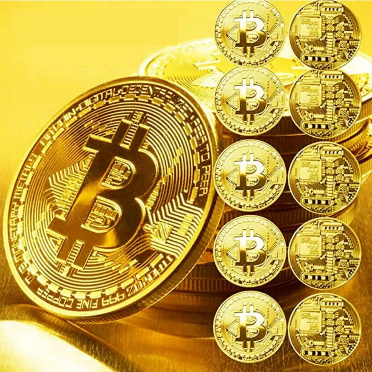 Physical Gold Plated Bitcoin Commemorative Coin Cascius Metal Antique Replica Collectible Art Gift
