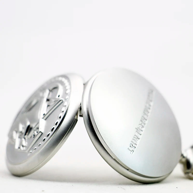 Antique Silver Fullmetal Alchemist Necklace Pendant Quartz Pocket Watch With Chain Gift