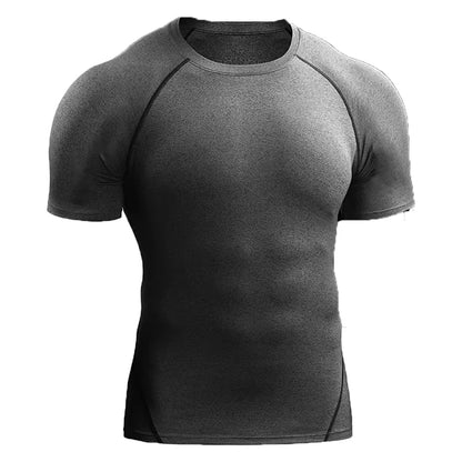 2026 Compression T Shirt Men Summer Sportswear Running T-shirt Elastic Quick Dry Sport Tops Tee Athletic Gym Workout Shirts M