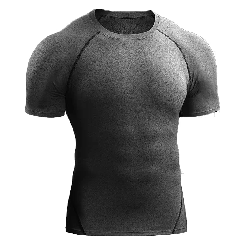 2026 Compression T Shirt Men Summer Sportswear Running T-shirt Elastic Quick Dry Sport Tops Tee Athletic Gym Workout Shirts M