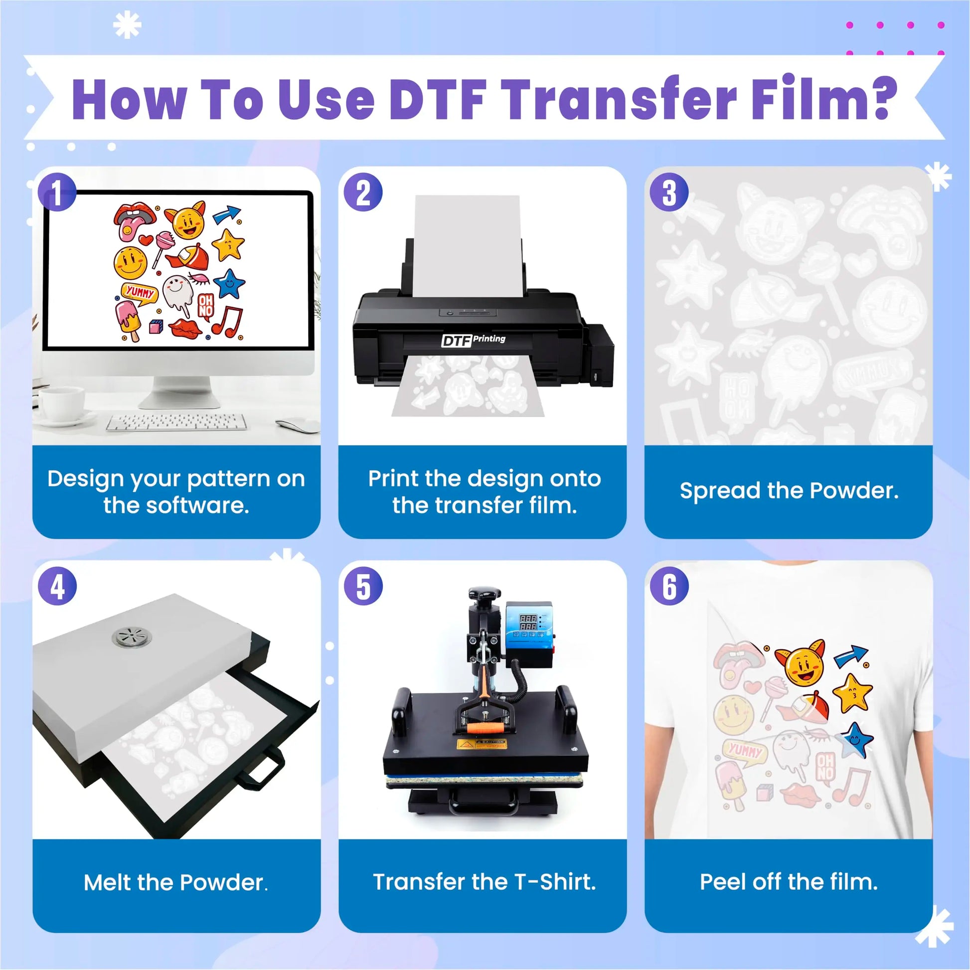 100Sheets A3 75u PET Transfer Film Direct Transfer Film Printing For DTF Ink Printing PET Film Printing And Transfer DTF Film