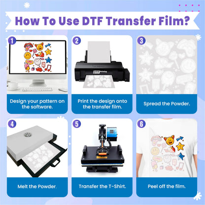 100Sheets A3 75u PET Transfer Film Direct Transfer Film Printing For DTF Ink Printing PET Film Printing And Transfer DTF Film