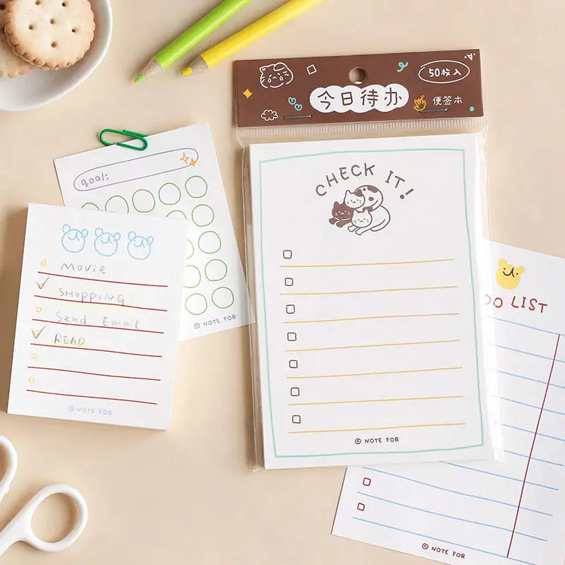 JIANWU 100sheets/50sheets Cute Plan Series Memo Pad Kawaii To Do List Weekly Plan Daily Plan Stationery School Office Supplie