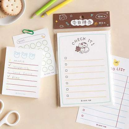 JIANWU 100sheets/50sheets Cute Plan Series Memo Pad Kawaii To Do List Weekly Plan Daily Plan Stationery School Office Supplie