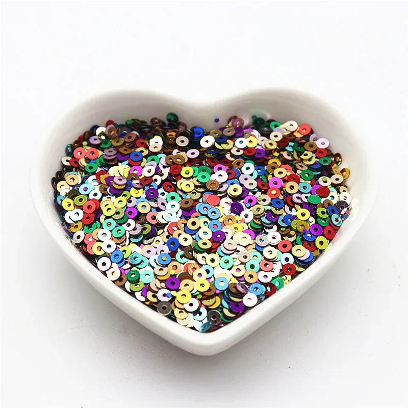 10g Solid Color Sequins Flat Round Pvc Clothing and Shoes Accessories DIY Hand-embroidered Flat Pieces 3mm 4mm 5mm 6mm - mix 