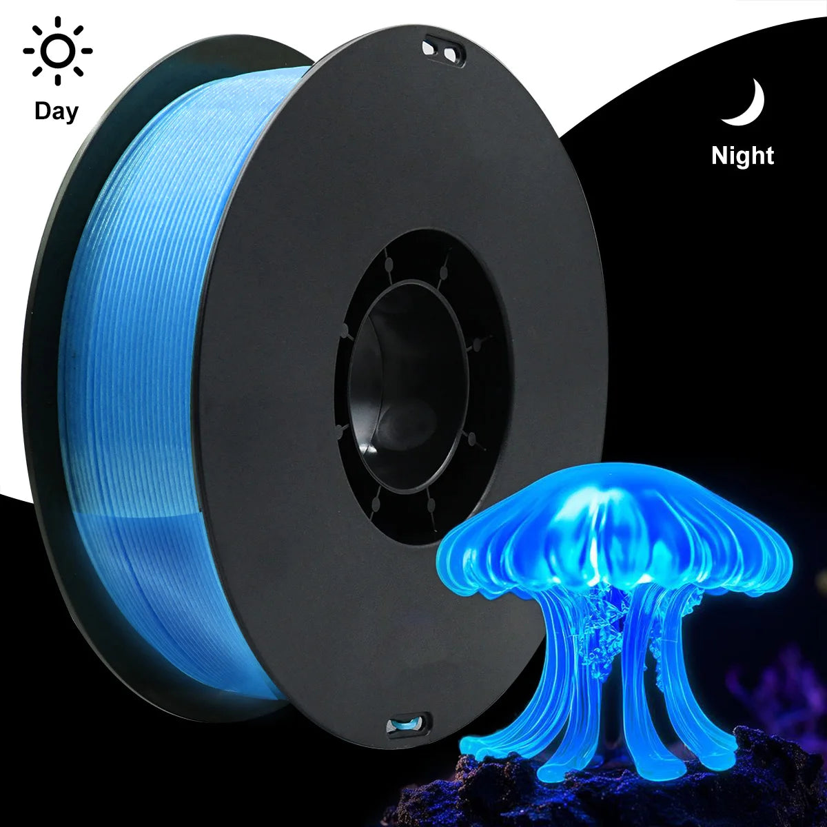 DIY Christmas Gift, 1.75mm PLA Luminous 3D Printer Filament, 200g(0.44L）Spool, Glow in the Dark, for Most FDM Printers - 1kg 