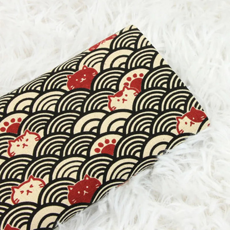 Half Yard Thicken Cotton Fabrics Soft Breeze Cat Curve Print, Handmade DIY Bag Cloth Material 100% Cotton CR-389