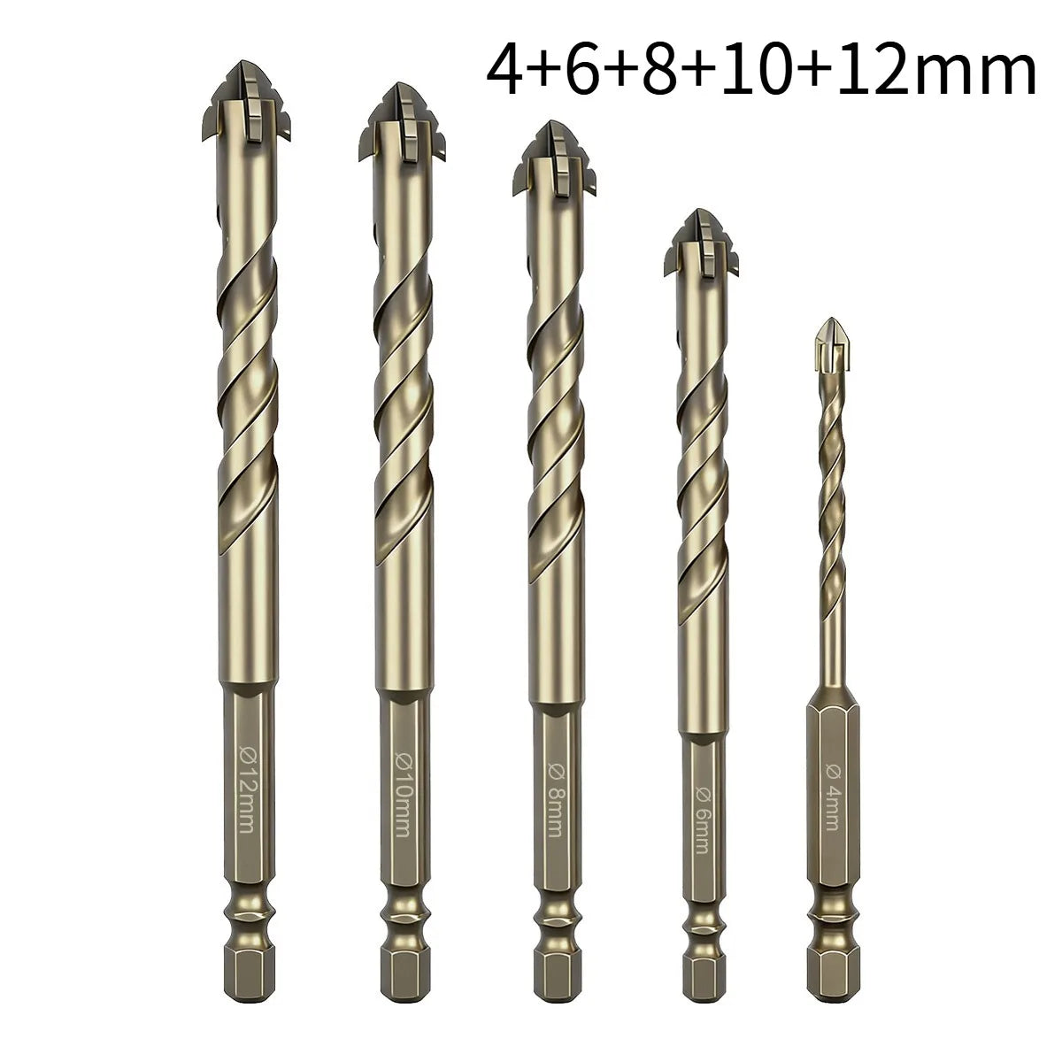 High-Four-Edged Serrated Eccentric Drill for Dry Drilling of Ceramic Tiles, Glass, Marble, Concrete, Stainless Steel Drill Bi