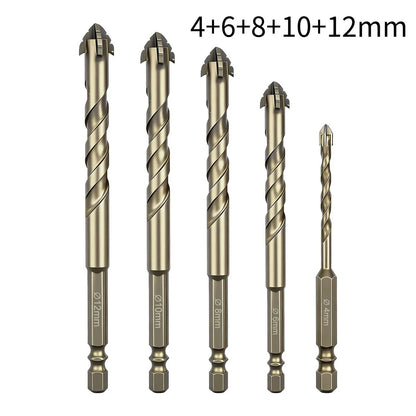 High-Four-Edged Serrated Eccentric Drill for Dry Drilling of Ceramic Tiles, Glass, Marble, Concrete, Stainless Steel Drill Bi