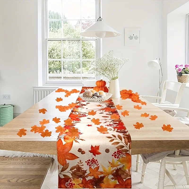 Autumn Leaves Thanksgiving linen Table Runners Fall Maple Leaf Dresser Scarf table decor holiday wedding party dining home de