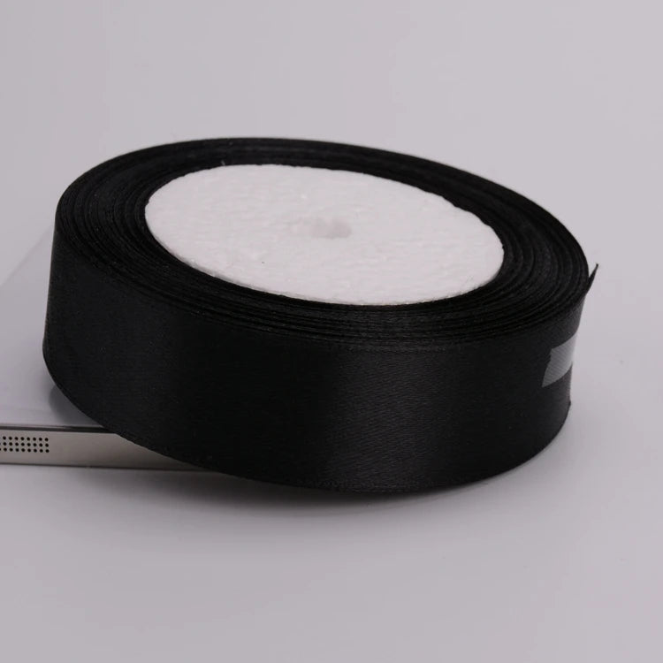 Black Single Face Satin Ribbon 6-10-12-15-20-25-40-50mm Gift Packaging Tape Christmas Halloween Birthday Party Decoration - 2