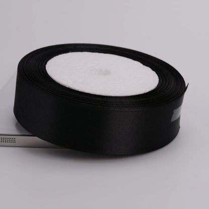 Black Single Face Satin Ribbon 6-10-12-15-20-25-40-50mm Gift Packaging Tape Christmas Halloween Birthday Party Decoration - 2