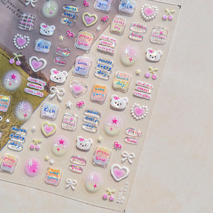 Balloon Puppy Jelly 5D Nail Art Stickers 3D Cute Love Bows Cherry Adhesive Nail Stickers Manicure Decals DIY Nail Accessories