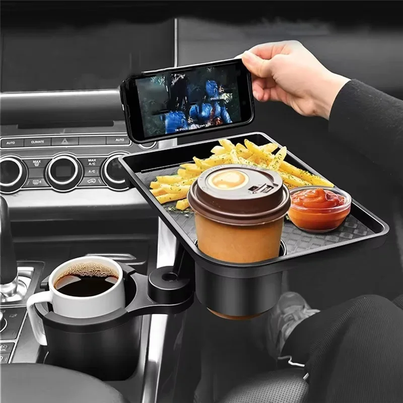 Universal Car Cup Holder Tray - 360 ° Rotating Adjustable Dual Cup Organizer