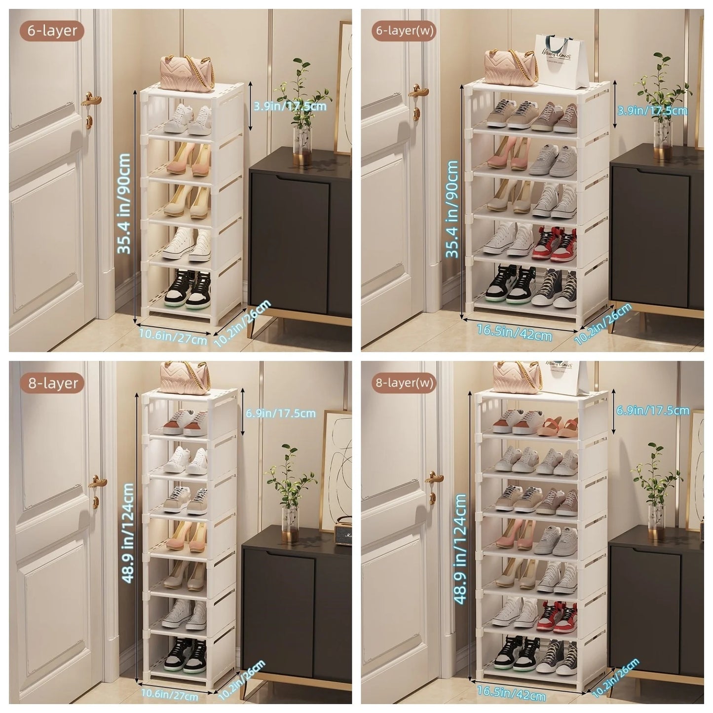 1pc 6/8 Layers Shoe Organizer, Space-saving Metal Frame & Fabric Interlayer Shoe Rack, T1 Shelf for Entryway Hallway Living R