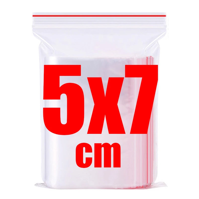 500/100pcs Self Sealed Bags Plastic Storage Bag for Jewelry Food Pills Transparent Zipper Storage Bag Package Pouches