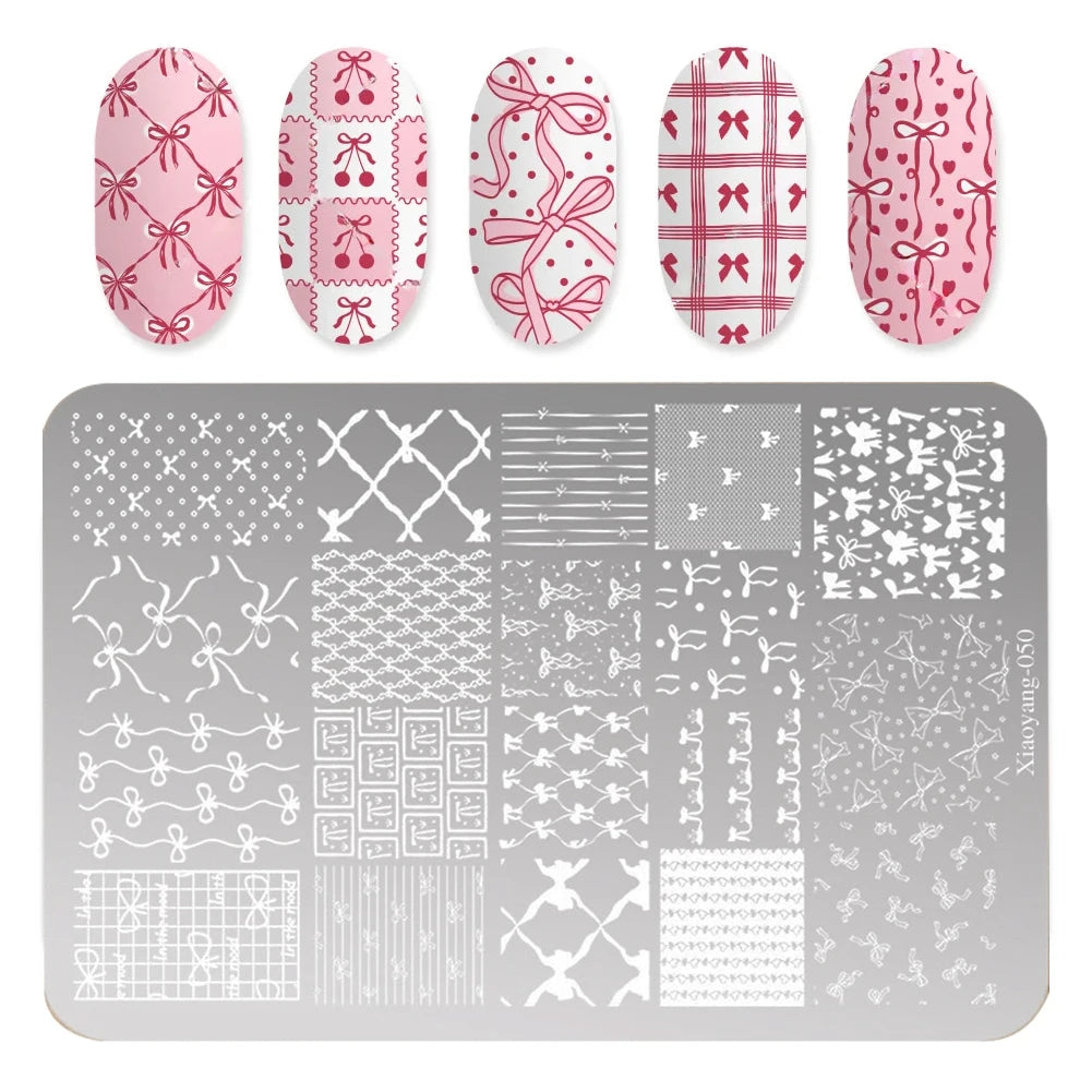 Bowknot Patterns Nail Stamping Plates 14.5*9.5cm Template Stencils Nail Art Stamper Kawaii Bow Image Plate Manicure Tools