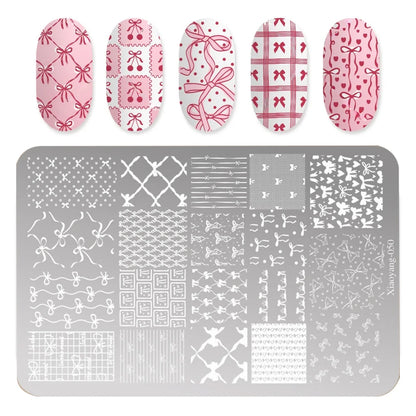 Bowknot Patterns Nail Stamping Plates 14.5*9.5cm Template Stencils Nail Art Stamper Kawaii Bow Image Plate Manicure Tools