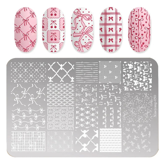 Bowknot Patterns Nail Stamping Plates 14.5*9.5cm Template Stencils Nail Art Stamper Kawaii Bow Image Plate Manicure Tools