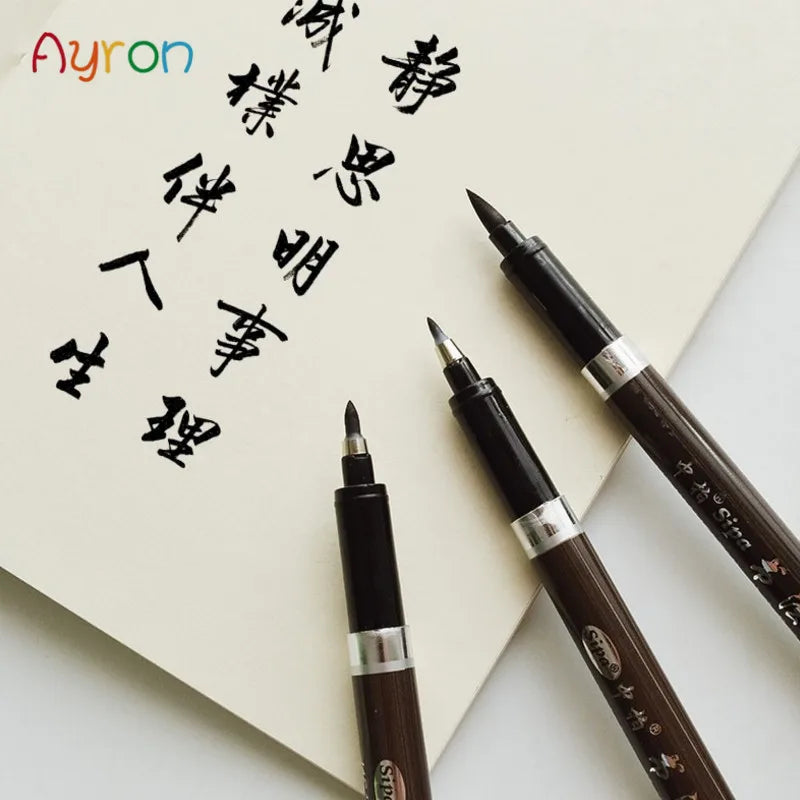 3 Pcs Calligraphy Pens Set Japan Material Brush for Signature Chinese Calligraphy Learning Art Marker School Stationery Suppl