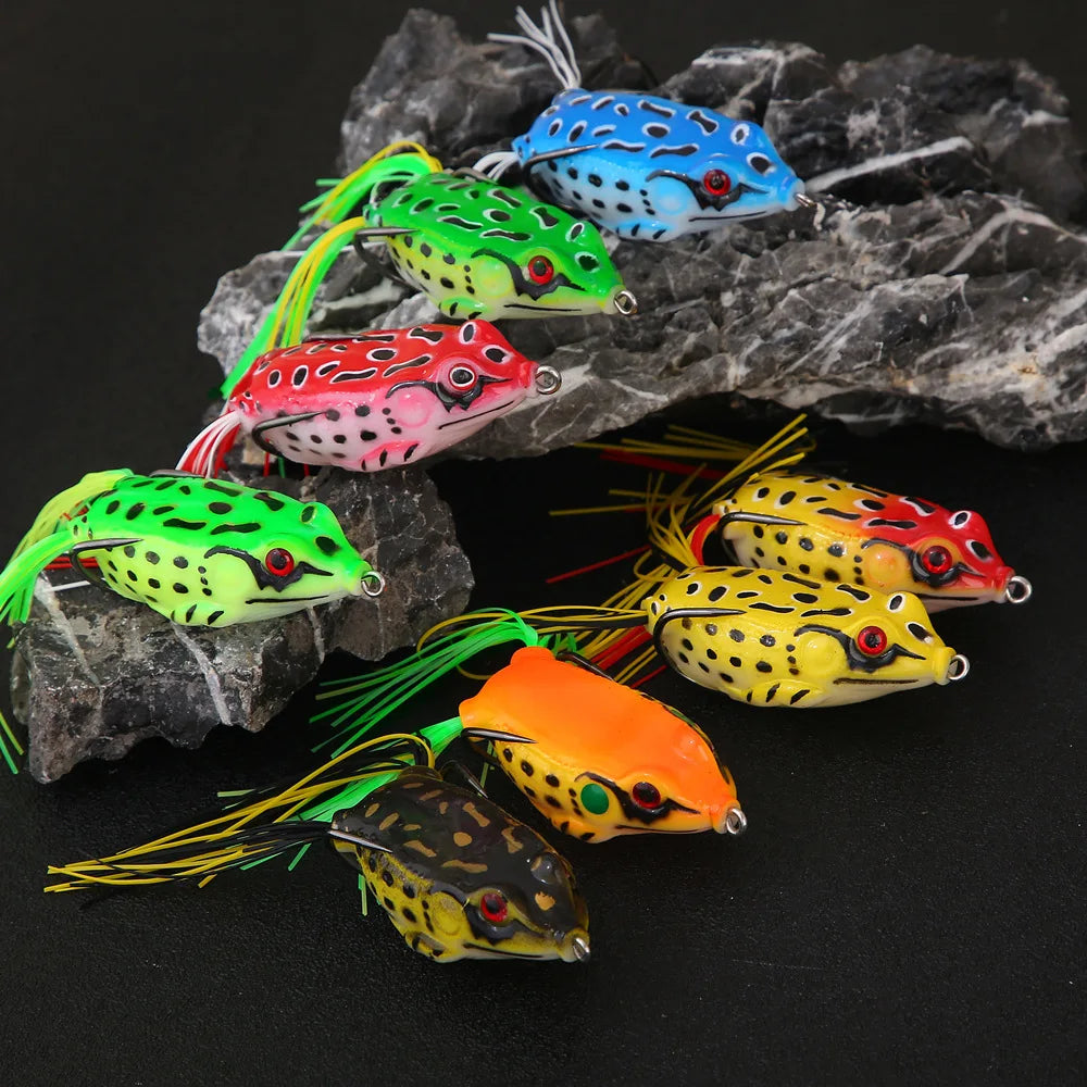 1 Pcs 5G 8.5G 13G 17.5G Frog Lure Soft Tube Bait Plastic Fishing Lure with Fishing Hooks Top Water Ray Frog Artificial 3D Eye