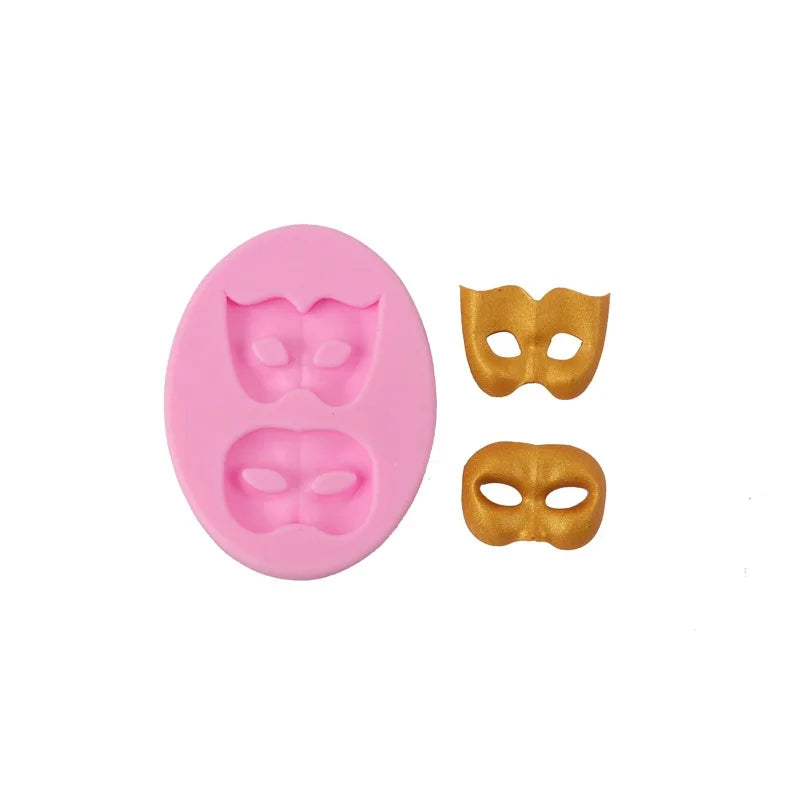 DIY Sugarcraft Mask Silicone Mold Fondant Mould Cake Decorating Tools Chocolate Gumpaste Molds Cupcake Baking Tools - C