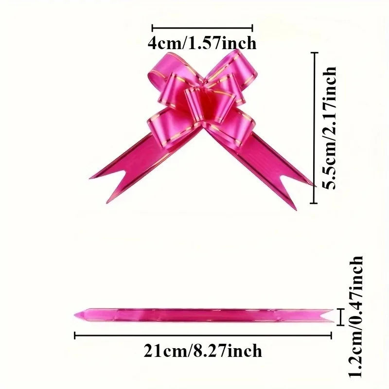 100pcs Party Wedding Christmas Tree Hanging Decorated Ribbon Bow Bag Gift Wrapping & Decorat Bow Knot Ribbon Butterfly Pull B
