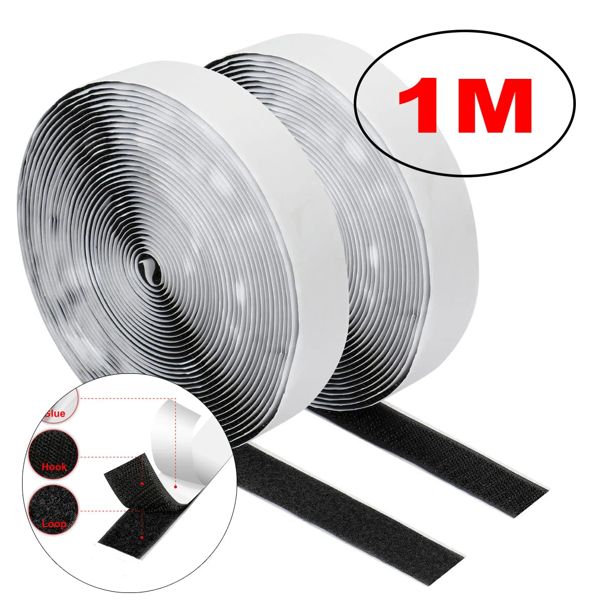 1-10M Self Adhesive Hook and Loop Tape Fastener House Diy Magic Tap Auto Double Sided Roll Strong Glue Home Strap Strips Doub