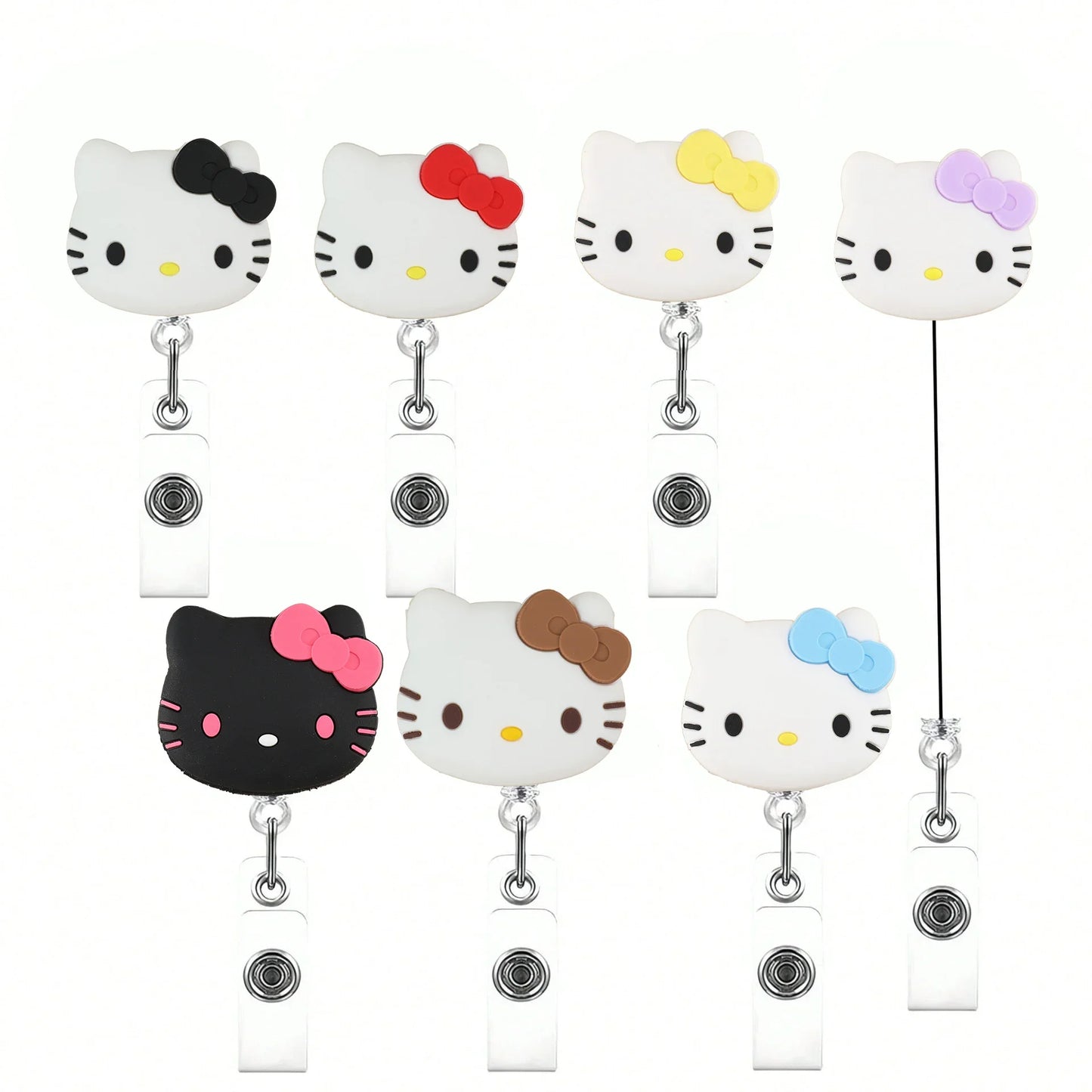 Kawaii Gift Kitty Cat Retractable Badge Reel Sparkling card holder accessories With Keychain For Women Student office supplie