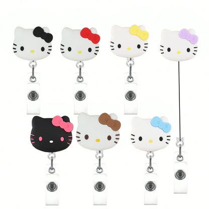 Kawaii Gift Kitty Cat Retractable Badge Reel Sparkling card holder accessories With Keychain For Women Student office supplie