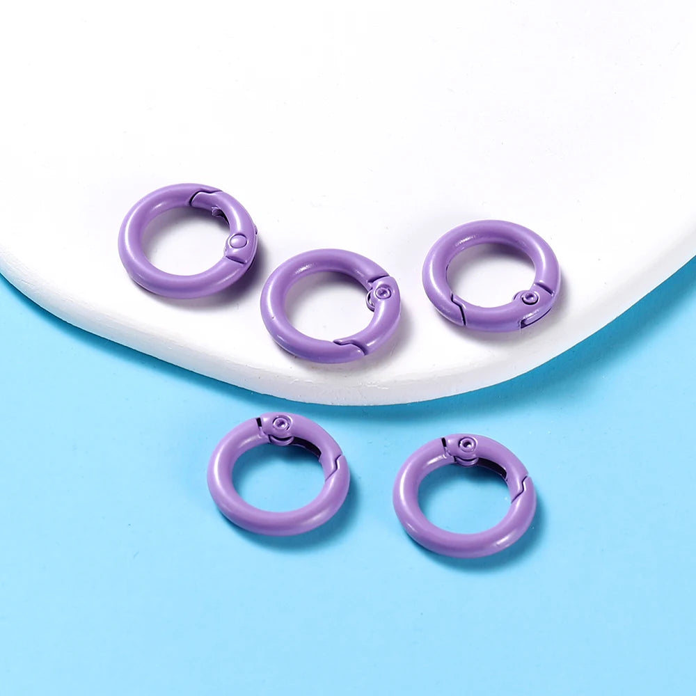 5Pcs/Lot 21 Colors Metal O Ring Spring Clasp Openable Round Carabiner Keychain Clips Hook Dog Chain DIY Jewelry Buckle Connec