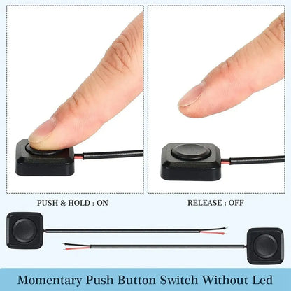 Momentary Push Button Switch ON/OFF 12V/24V Surface Mount Mini Round Black Button for Horn, Doorbell, Temporary Control