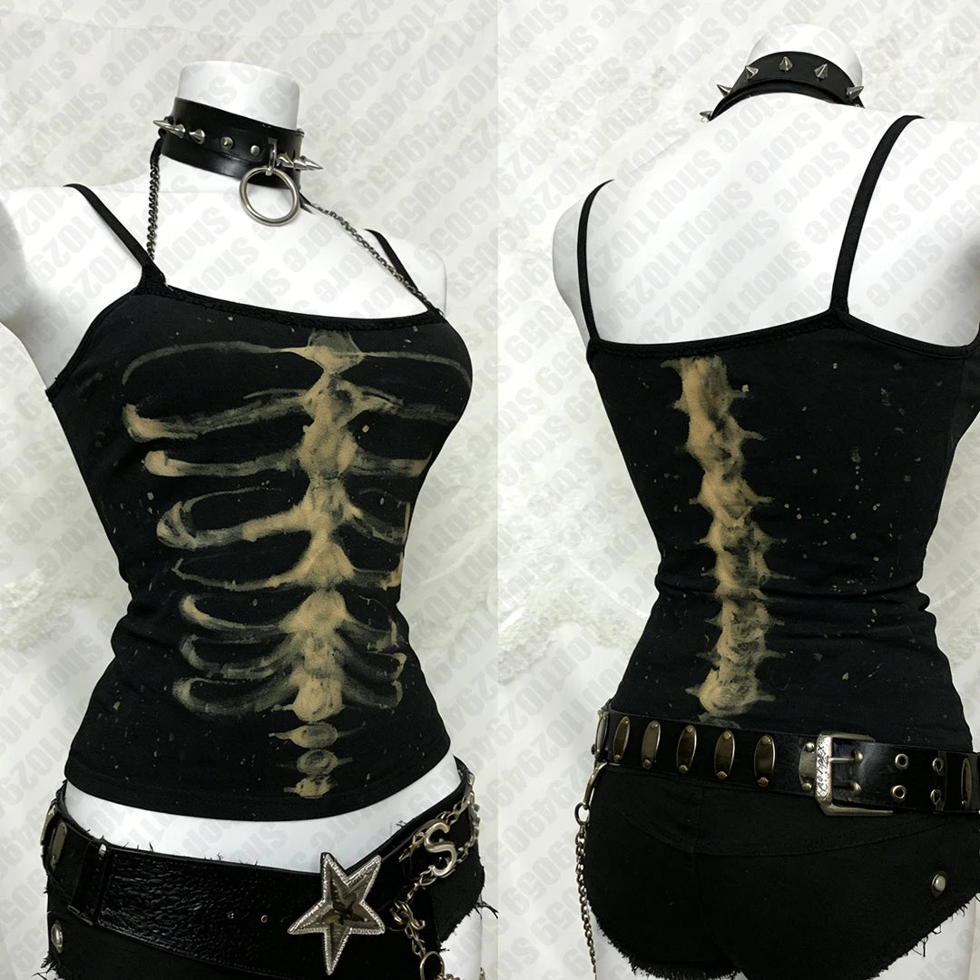 Gothic Clothes Women Tops Y2k Vintage Top Woman Clothing Harajuku Cute Tops With Suspenders Tanks & Camis Trashy Y2k 2000s Em