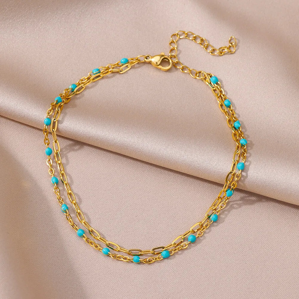 Anklets for women Foot bracelet women summer accessories Bracelet on the leg stainless steel ankle chain Jewelry - O