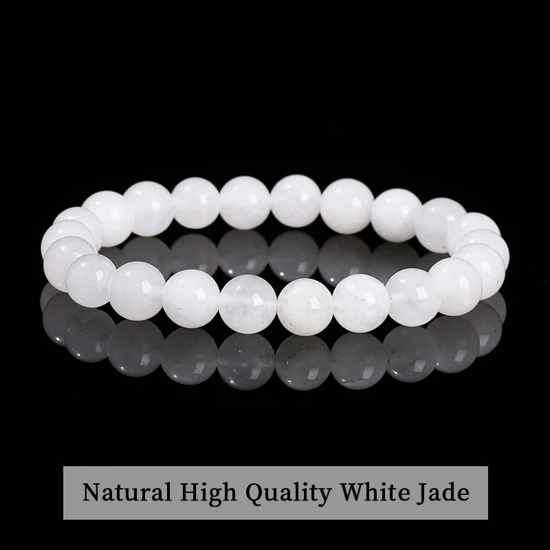 JD Natural Stone Beads Bracelet Amethyst Tiger Eye Crystal Quartz Agate Gem Beads Bangles Women Men Reiki Healling Jewelry Gi