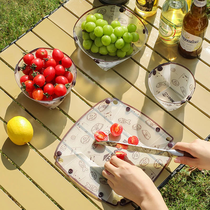 Outdoor Camping Folding Lightweight Tableware Camping Supplies Portable Foldable Bowl Plate Cup Filter Folding Tableware посу