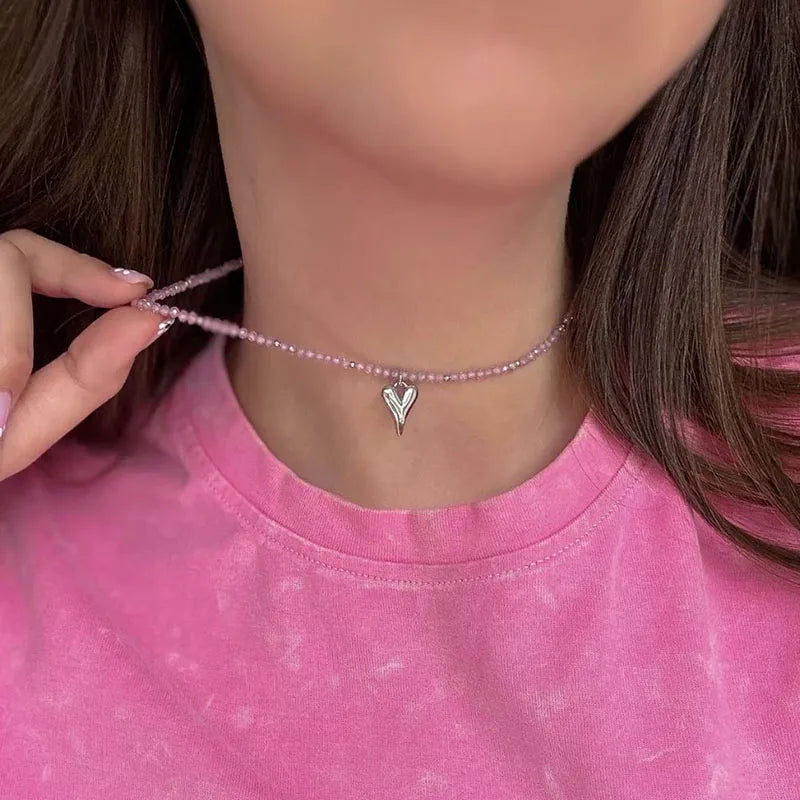 Fashion Tassel Chain Pendant Necklace For Women Boho Transparent Crystal & Imitation Pearl Chain Jewelry Valentine's Gift N05