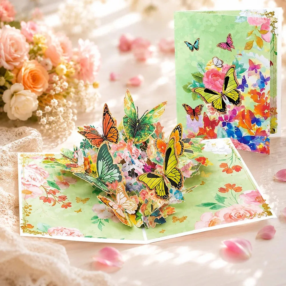 3D Pop Up Flower Greeting Cards Wedding Card Anniversary Thanksgiving Valentines Day Birthday Gift Thank You Card Handmade Ca