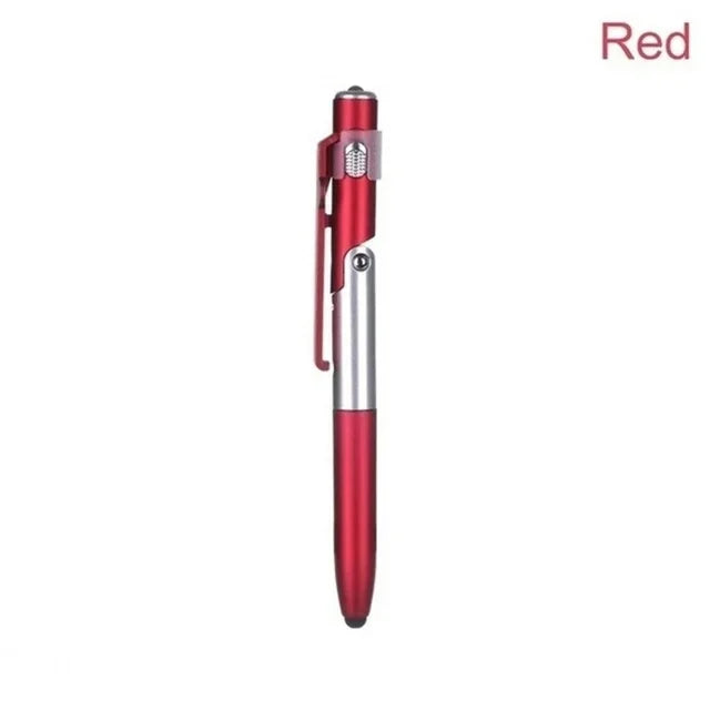4 In 1 Multifunction Ballpoint Pen with LED Light Fold Phone Holder Night Read Writing Pencil Office School Student Stationer