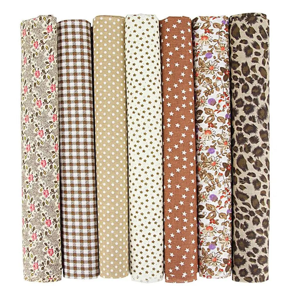 7PCS 25 x 25cm/50 x 50cm Squares Cotton Craft Fabric Cloths for DIY Bundle Patchwork Quilting Sewing Scrapbooking Artcraft