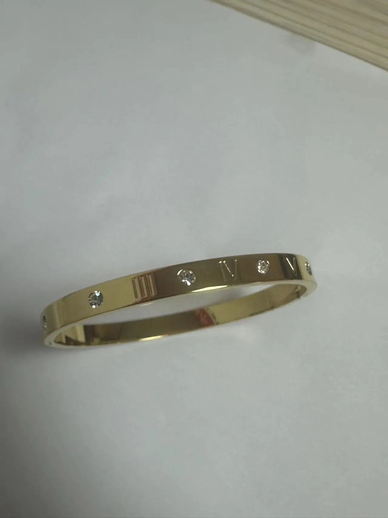 Stainless Steel With Zirconia Bracelet Bangle Simple Jewelry - B69 Gold