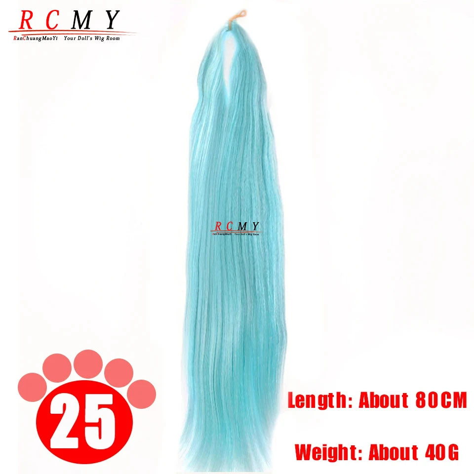 BJD SD Doll 80CM/40 White Black Hair Row Milk Silk Anti-Mohair Wig Handmade Hook Transplant Material for Girls and Boys Hair 